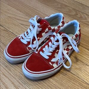 Vans Red and White Checkered Sneakers